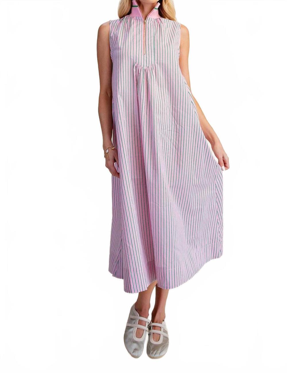 NEW GLAM hailee half zip mock neck maxi dress in pink